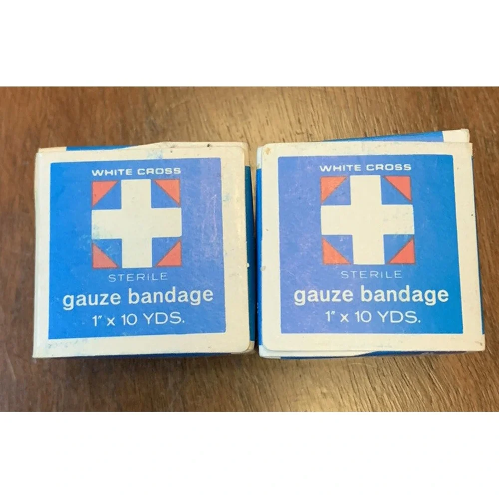 Vintage White Cross Guaze Bandages In Original Box QTY-2 Made in USA